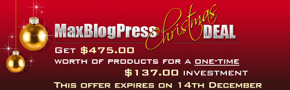 MaxBlogPress Christmas Deal - 70 % Discount 